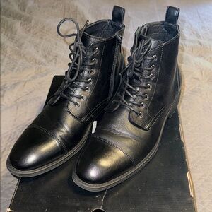 J. Ferrar Men’s Black Colebrook Flat Heel Lace Up Boots - Memory Foam